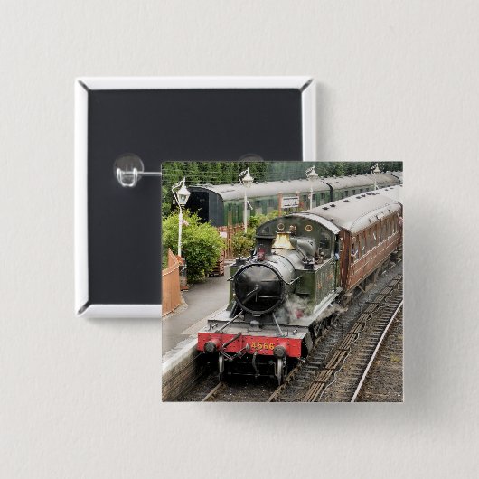 STEAM TRAINS VIERKANTE BUTTON 5,1 CM (Voorkant /achterkant)