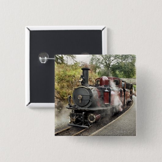 STEAM TRAINS VIERKANTE BUTTON 5,1 CM (Voorkant /achterkant)