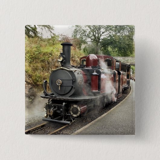 STEAM TRAINS VIERKANTE BUTTON 5,1 CM (Voorkant)