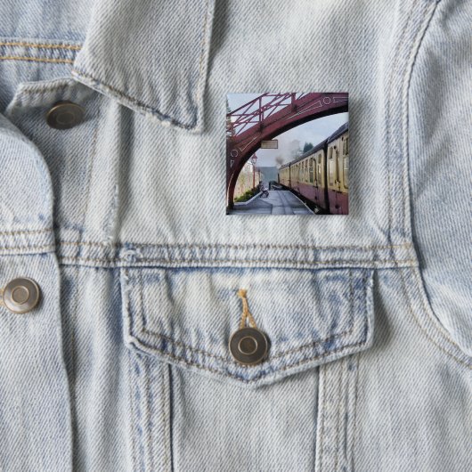 STEAM TRAINS VIERKANTE BUTTON 5,1 CM (In situ)