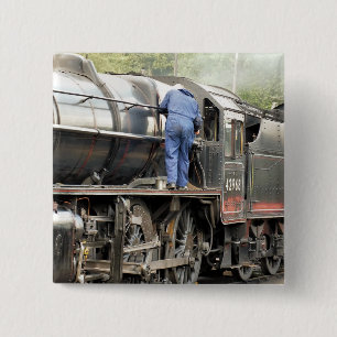 STEAM TRAINS VIERKANTE BUTTON 5,1 CM