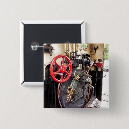STEAM TRAINS VIERKANTE BUTTON 5,1 CM (Voorkant /achterkant)