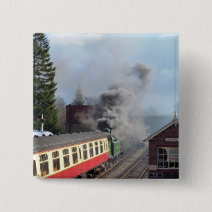 STEAM TRAINS VIERKANTE BUTTON 5,1 CM