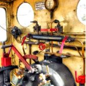 STEAM TRAINS VIERKANTE KLOK