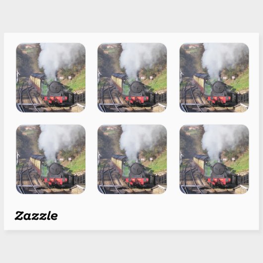 STEAM TRAINS VIERKANTE STICKER (Vel)