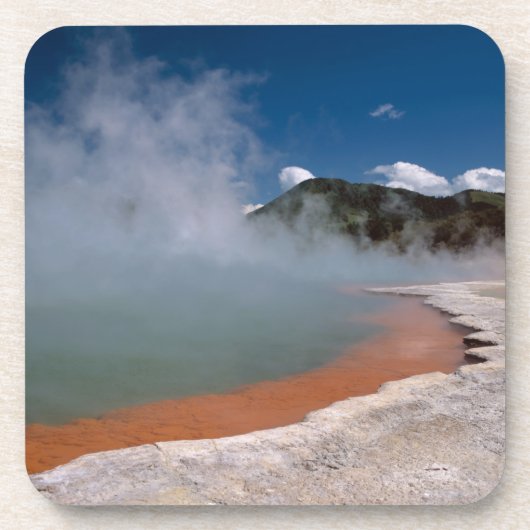 Steam uit de Champagne-pool op WAI-O-TAPU Bier Onderzetter (Voorkant)