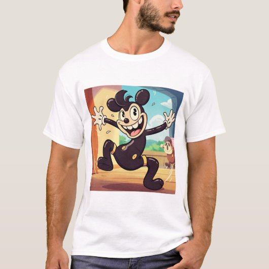 Steamboat Spright: een vrolijke retro muis T-shirt (Voorkant)