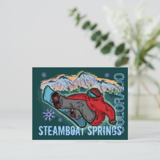 Steamboat Springs Colorado snowboarder briefkaart (Staand voorkant)