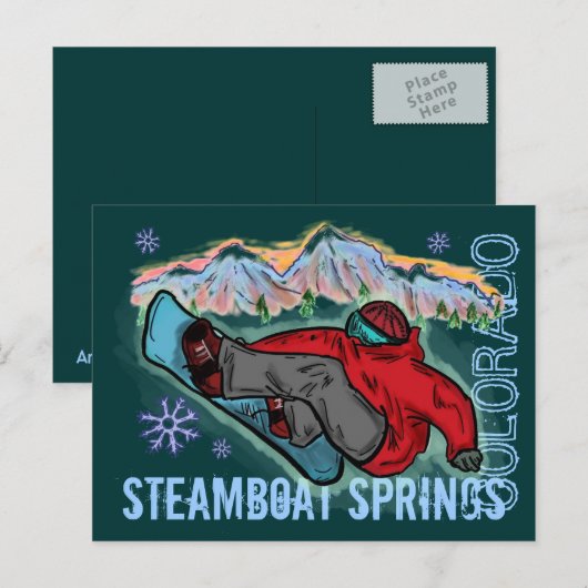 Steamboat Springs Colorado snowboarder briefkaart (Voorkant / Achterkant)