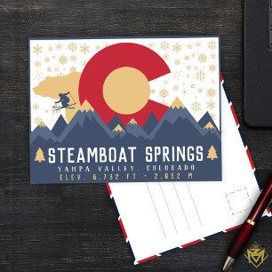 Steamboat Springs Colorado Vlag Bergskiën Briefkaart