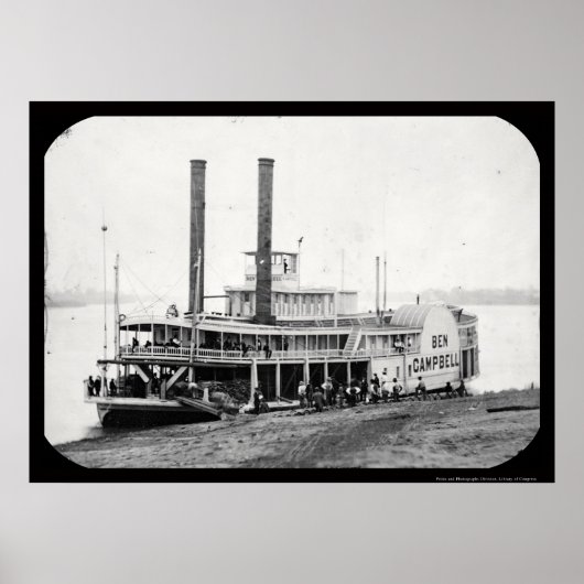 Steamboot Ben Campbell Daguerreotype 1852 Poster (Voorkant)