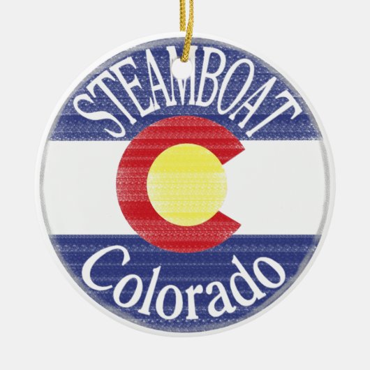 Steamboot Colorado cirkel vlag Keramisch Ornament (Voorkant)