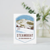 Steamboot Colorado Ski Badge Briefkaart (Staand voorkant)