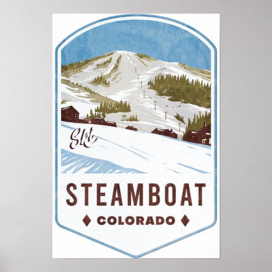 Steamboot Colorado Ski Badge Poster (Voorkant)