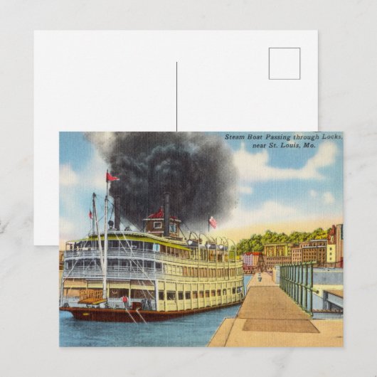  Steamboot in City, St. Louis Missouri Briefkaart (Voorkant / Achterkant)