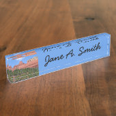 Steamboot Rock in Sedona Arizona Fotografie Naambordje (Zijkant)