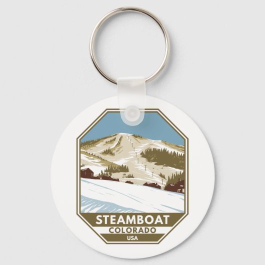 Steamboot Ski Area Winter Colorado Sleutelhanger (Voorkant)