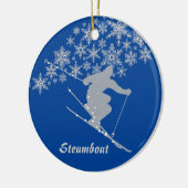 Steamboot Snowflake Skier op maat Keramisch Ornament (Links)