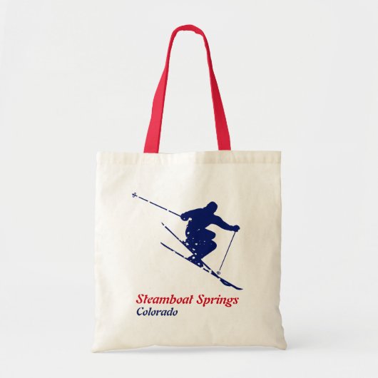 Steamboot Springs Blue Snow Skier Tote Bag (Voorkant)