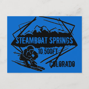 Steamboot Springs Colorado briefkaart voor skilifh