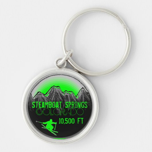 Steamboot Springs Colorado green ski sleutelhanger (Voorkant)