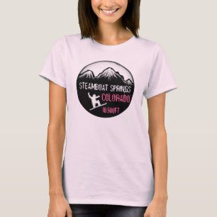 Steamboot Springs Colorado roze snowboardkunst t-s T-shirt