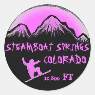 Steamboot Springs Colorado roze snowbostickers Ronde Sticker