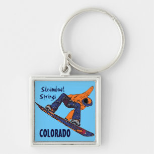 Steamboot Springs Colorado sneeuwboarder sleutelha Sleutelhanger