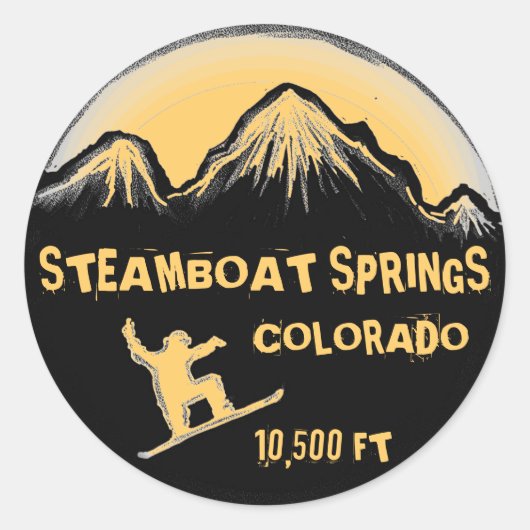 Steamboot Springs Colorado-snowboardstickers Ronde Sticker (Voorkant)