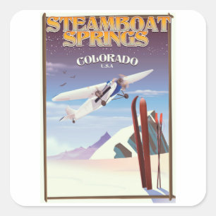 Steamboot Springs colorado vintage-poster Vierkante Sticker
