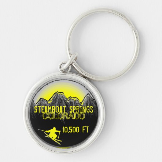 Steamboot Springs Colorado yellow ski sleutelhange Sleutelhanger (Voorkant)