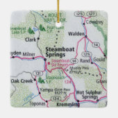 Steamboot Springs-kaart Keramisch Ornament (Achterkant)