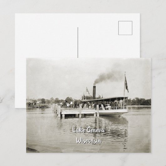 Steamboot Steamer 1890 bij het meer van Genève Wis Briefkaart (Voorkant / Achterkant)
