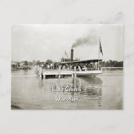 Steamboot Steamer 1890 bij het meer van Genève Wis Briefkaart (Voorkant)