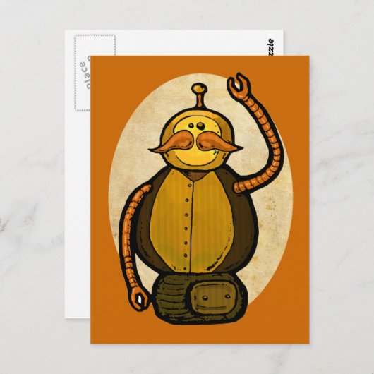 Steambot Antiek Robot Briefkaart (Voorkant / Achterkant)