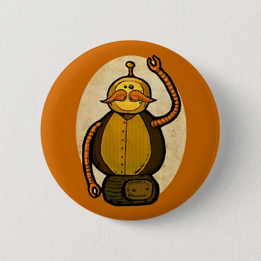 Steambot Antiek Robot Ronde Button 5,7 Cm (Voorkant)