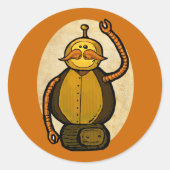 Steambot Antiek Robot Ronde Sticker (Voorkant)