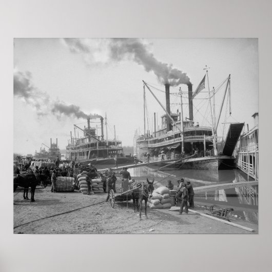 Steamboten in Vicksburg, 1910.  foto Poster (Voorkant)