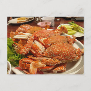 ฺฺ Steamed Blue Crab Seafood Delicious food Briefkaart