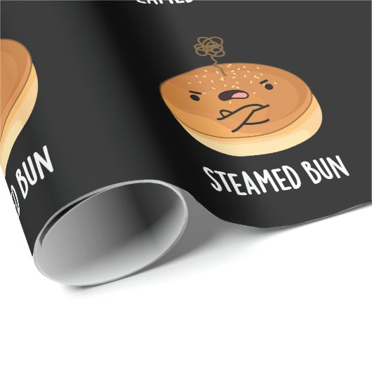 Steamed Bun Funny Food Pun Dark BG Cadeaupapier (Rol Hoek)