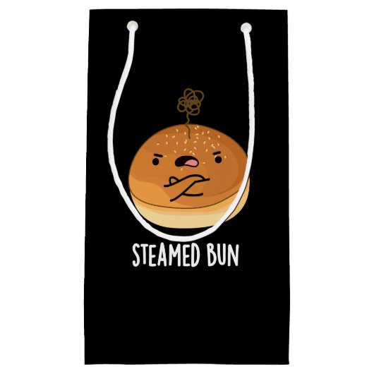 Steamed Bun Funny Food Pun Dark BG Klein Cadeauzakje (Voorkant)