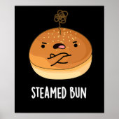 Steamed Bun Funny Food Pun Dark BG Poster (Voorkant)