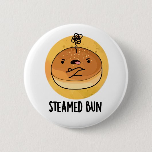 Steamed Bun Funny Food Pun Ronde Button 5,7 Cm (Voorkant)