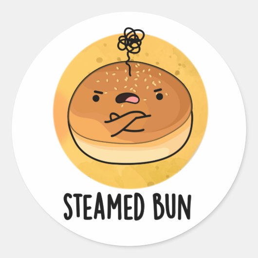 Steamed Bun Funny Food Pun Ronde Sticker (Voorkant)