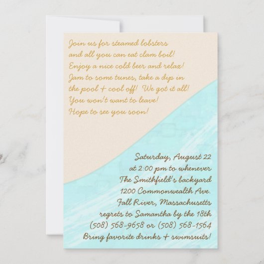 Steamed Lobsters Party Invitation Kaart (Achterkant)