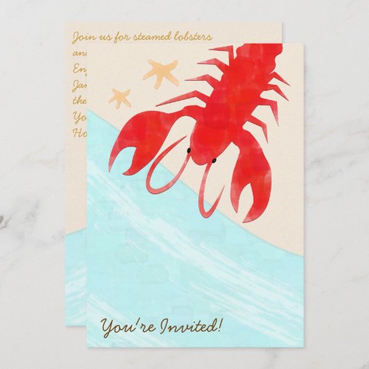 Steamed Lobsters Party Invitation Kaart (Voorkant / Achterkant)