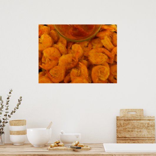 Steamed Shrimp and Cocktail Sauce Poster (Keuken)