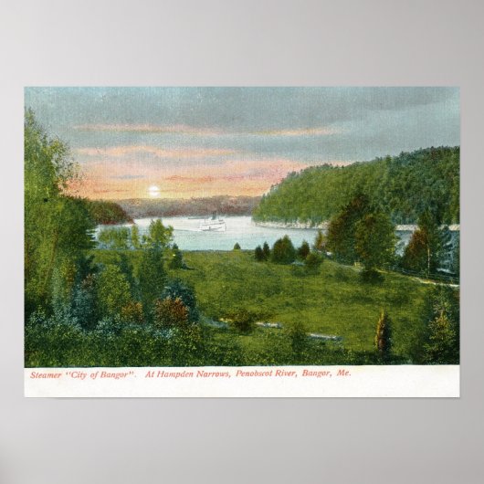 Steamer, Bangor Maine 1908 Poster (Voorkant)