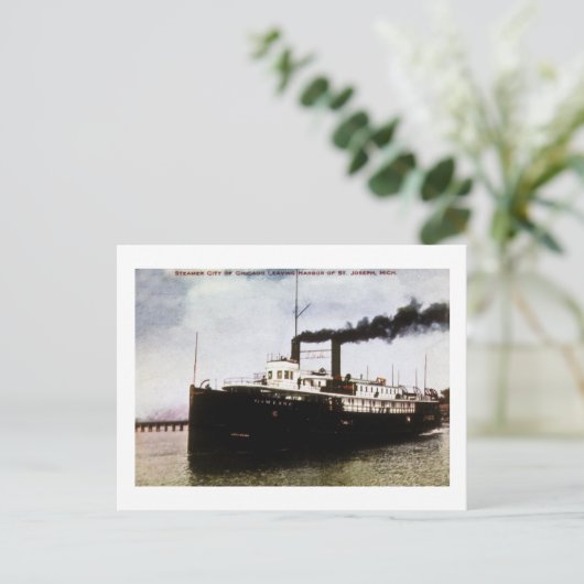 Steamer City of Chicago, Harbour St Joseph Michiga Briefkaart (Staand voorkant)