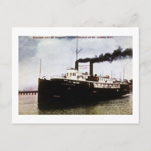 Steamer City of Chicago, Harbour St Joseph Michiga Briefkaart (Voorkant)